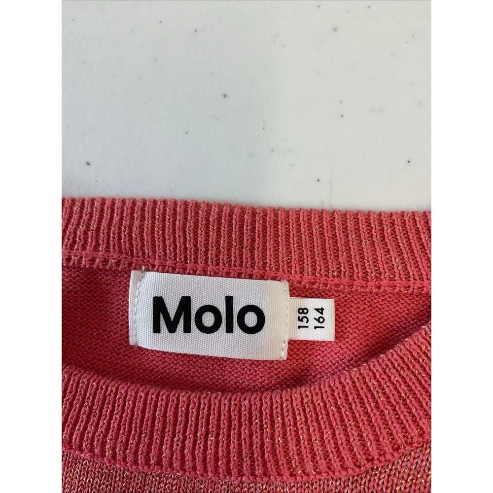 Lot of 2 Molo Tops Sz 13/14 Long Sleeve Jersey T Ruffle Knit Sweater Coral/Pink